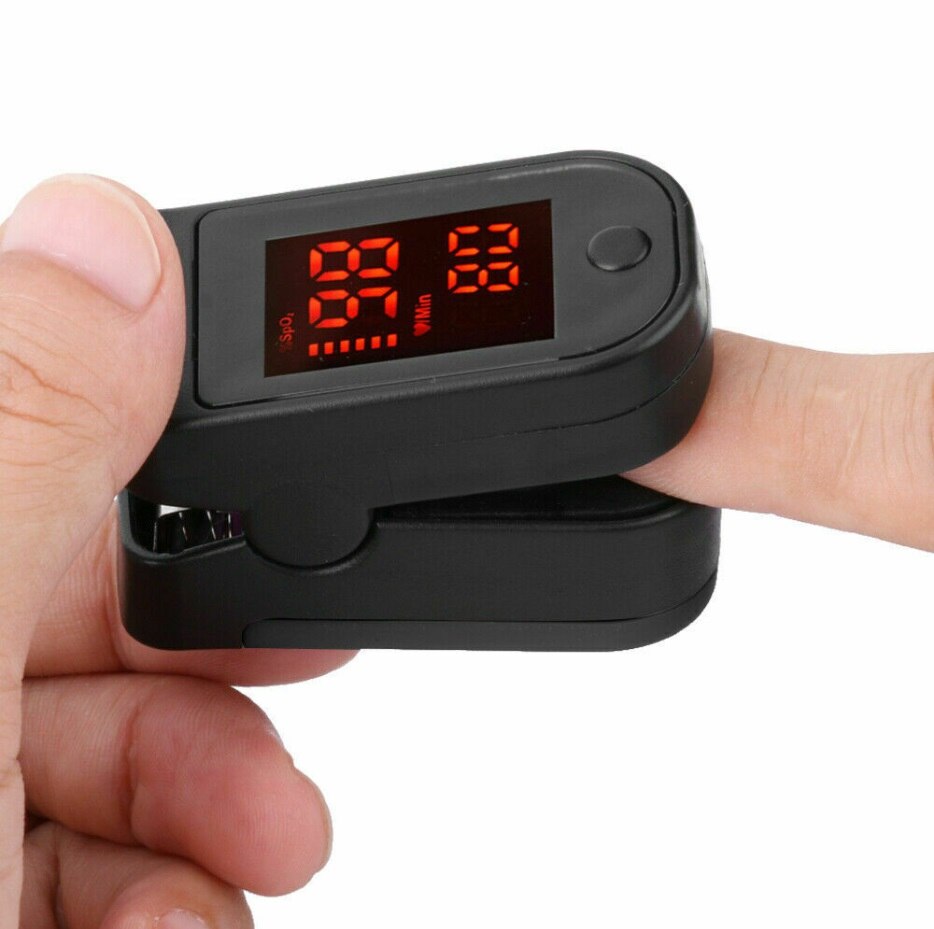 LED Finger Pulse Oximeter Blood SPO2 Oxygen Level PR Saturation Heart Rate Patient Monitor Party Favor Pouch&Lanyard