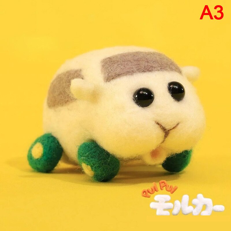 Pokefipui de fieltro de lana, carrito de cerdito de Guinea, hámster, hecho a mano, Material, bolsa, muñeca, 1 Juego: A3