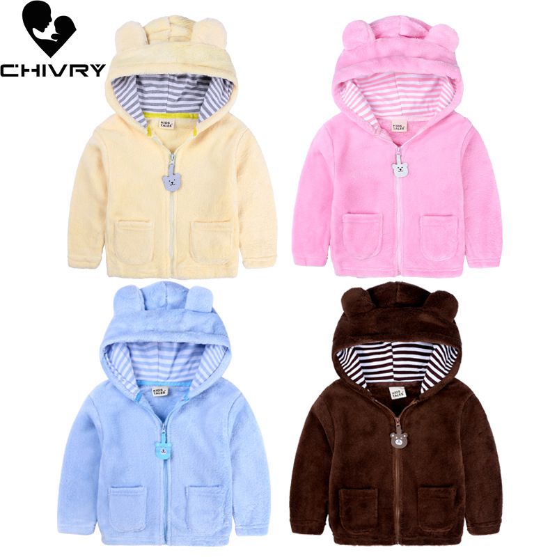 Baby Jongens Meisjes Wol Capuchon Rits Jas Bovenkleding Herfst Winter Kids Warme Zachte Fleece Effen Jassen Kinderen Kleding
