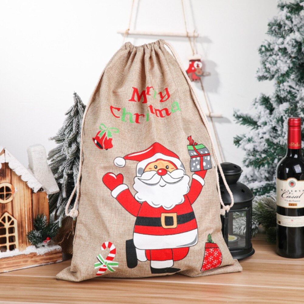 Milieu Duurzaam Linnen Pocket Santa Candy Apple Grote Capaciteit Opbergtas Kerst Decor Voor Thuis Xmas Ornamenten