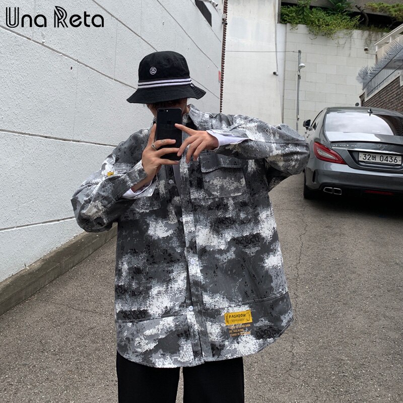 Una Reta Camouflage Men Shirts Spring Autumn Streetwear Men Clothing Long Sleeve Plus Size Casual Loose Shirts For Men