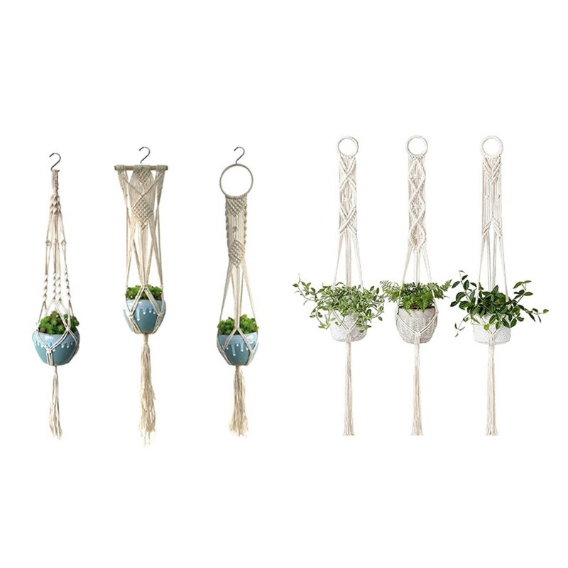 Macrame Plant Hangers Set Van 3 Indoor Muur Opknoping Planter Mand Bloempot Houder Home Decor Opknoping Planter