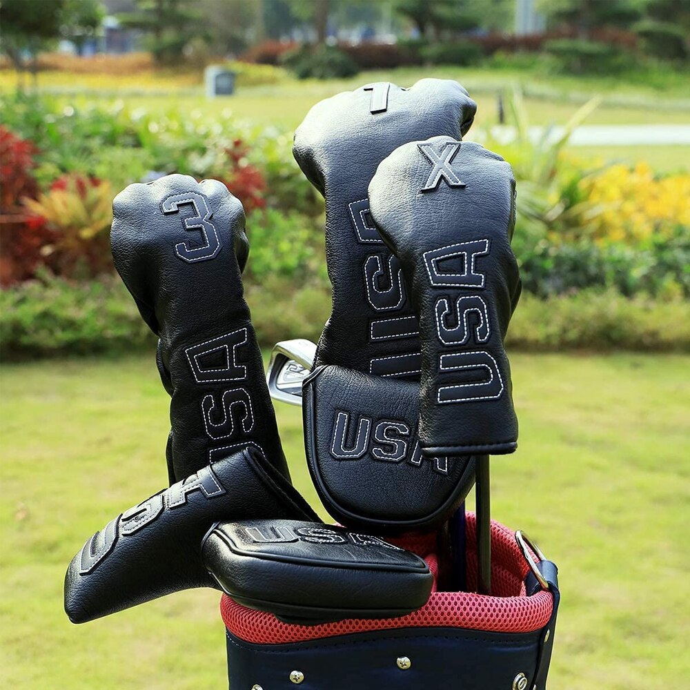 Golf Fahrer Kopf Abdeckungen, Golf Fairway Headcover Abdeckung, golf Holz Headcovers USA Rettungs Schwarz Kühl Dicke Leder Gut-Made