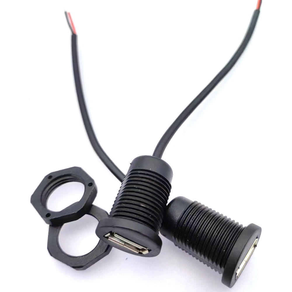 Conector de chasis USB hembra impermeable con cable