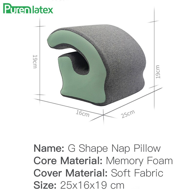PurenLatex Nap Sleeping Pillow Memory Foam Nap Pillow School Desk Noon Sleep Pillow Cushion Slow Rebound Orthopedic Neck Pillow
