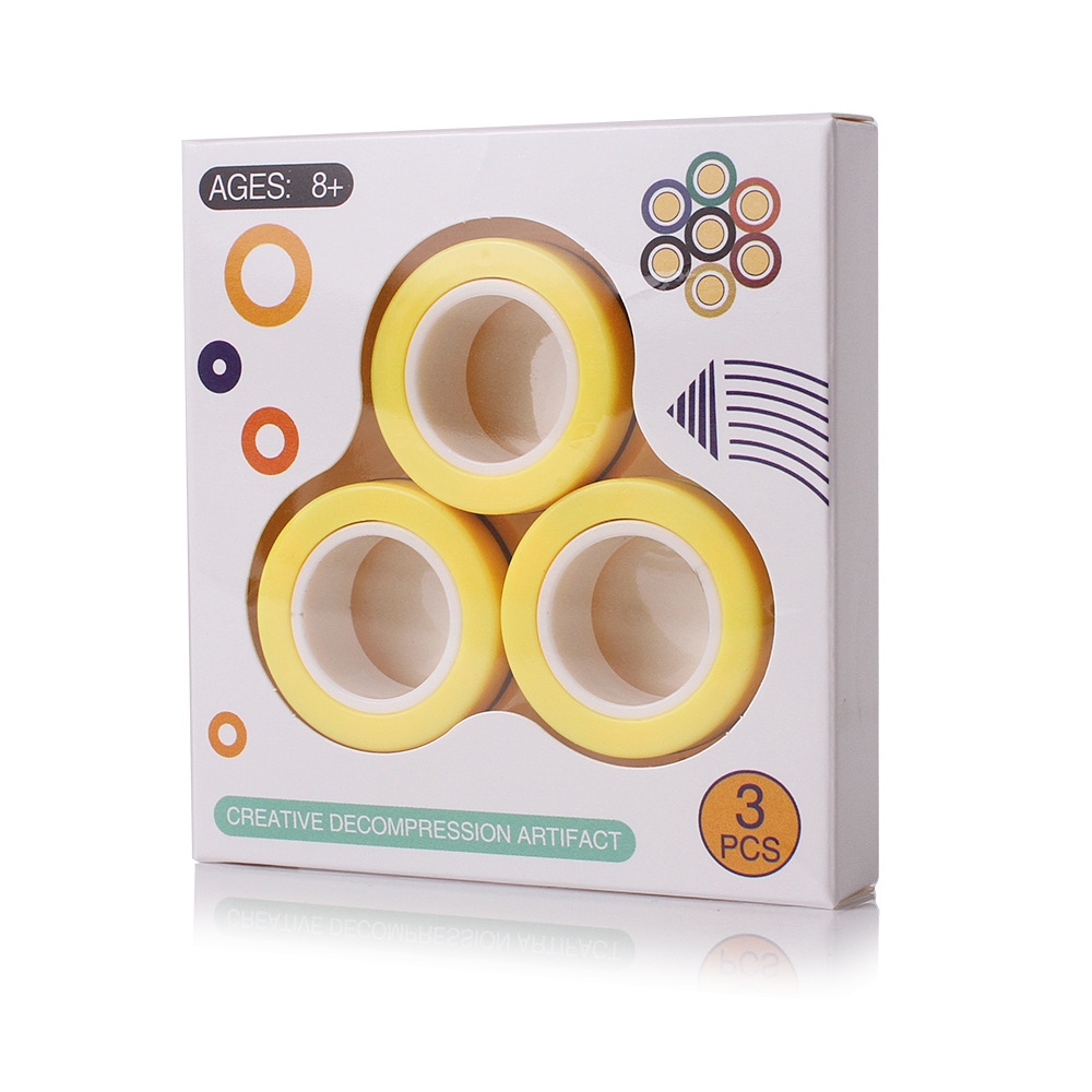 Hauska fidget spinner magneettirengas puristava lelu stressiä estävä figet lelut hotwhells stressiä lievittävä lelut taikarengas dekompressiolelut: Keltainen
