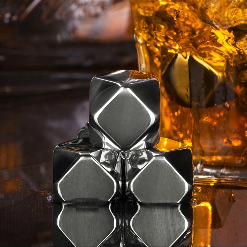 stainless steel Reusable Golden Whiskey Stones Chilling Rocks whisky cooler whiskey ice bucket champagne beer cooler Ice Cubes