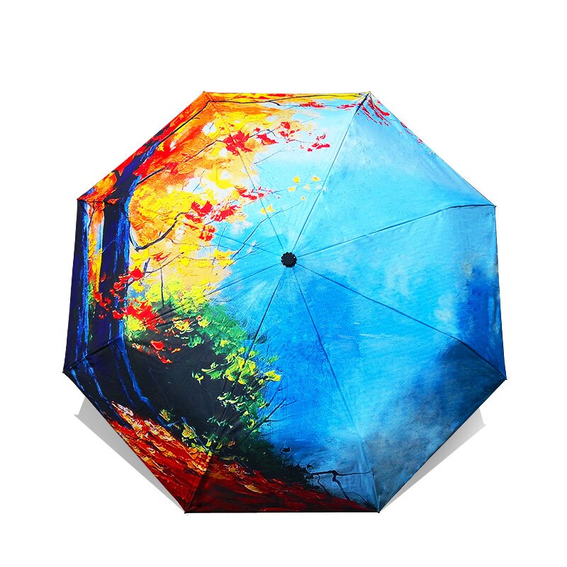 LISM-paraguas plegable para mujer, sombrilla con pintura de Van Gogh, arte chino Sakura, a prueba de viento, Anti-UV, YHS03: OUB11