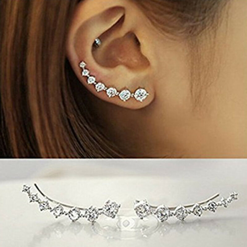 Fancy Crystal Post Stud Ear Climber Ear Clip Cuff Wrap Earrings 1 Pair Hanging Dangle Earrings Jewelry Jewelly