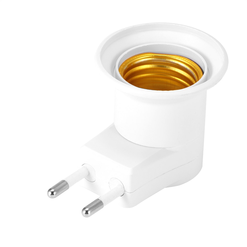 Adaptador de iluminación LED E27 con enchufe a la UE, adaptador de encendido/apagado para lámpara de bombilla, Blanco práctico, , 1 ud.