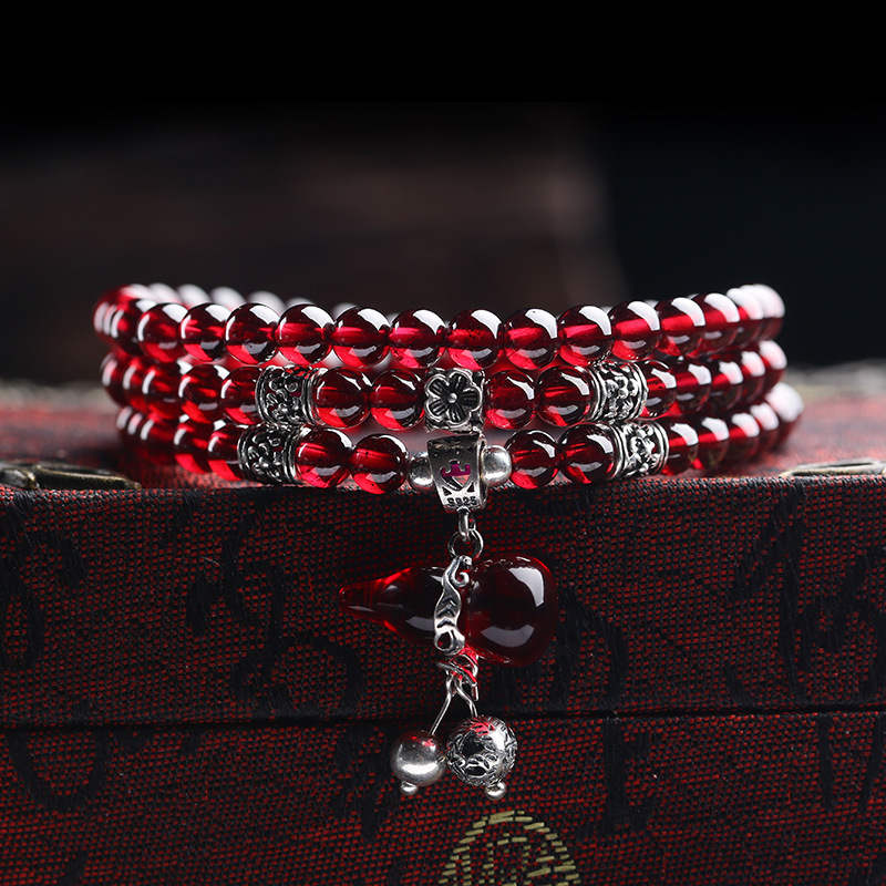 Wein Rot Granat Armbänder Für Frauen Natürliche Edelstein 925 Sterling Silber Schmuck Fox Kürbis Pixiu Schneeflocke Charme Beste Mädchen