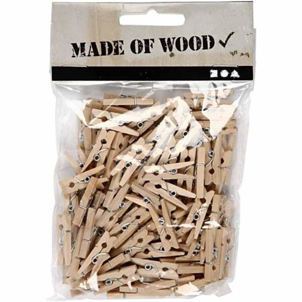 Mini pinzas de madera Natural para fotos, 100 CM, 50/2,5 Uds.