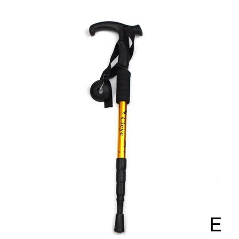 Anti-schok wandelstok wandelstok aluminium handvat telescopisch wandelen kamp legering t-stokken krukken wapenstok buiten  b2 q 4: En