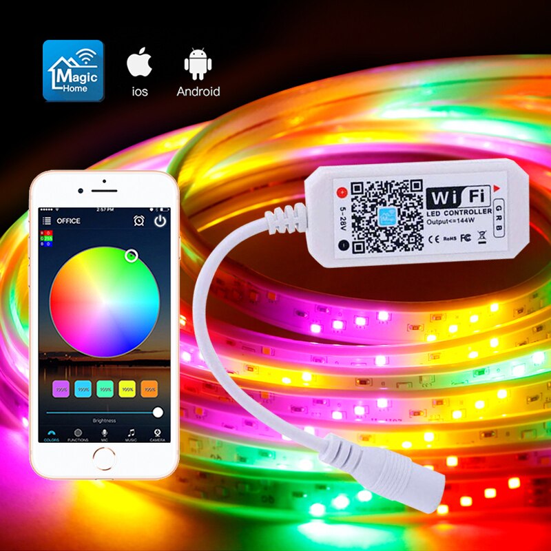 Smart WiFi Controller LED Strip RGB Color Changing Wireless Remote Control Music Compatible with Voice Command Control