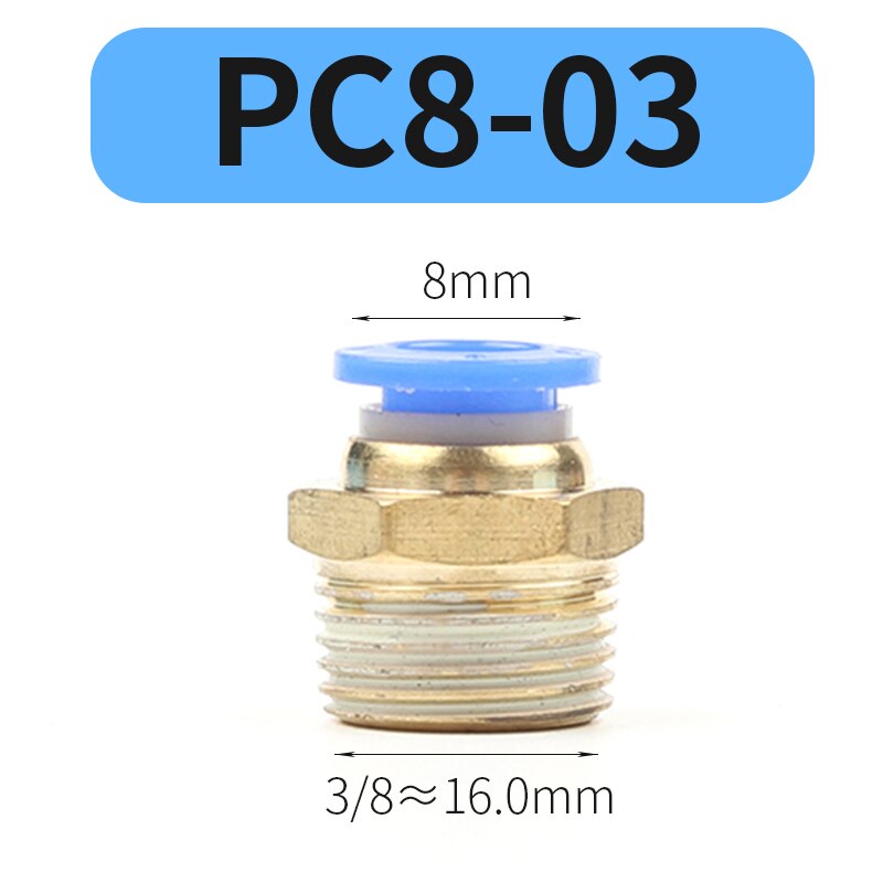 PC Air Pneumatic Fitting 4mm 6mm 8mm 10mm 12mm Male Thread 1/4 1/2 1/8 3/8 Compressed Hose Tube Pipe 4-M5 6-M5 Quick Connector: PC8-03