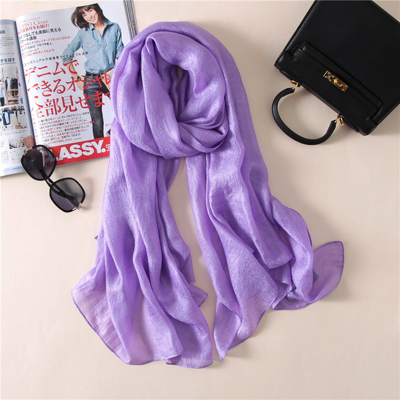 2023 de lujo bufanda de para mujer liso seda liné chales bufandas verano señora pañuelos Pashmina Foulard Hijab 180*90Cm: Morado oscuro
