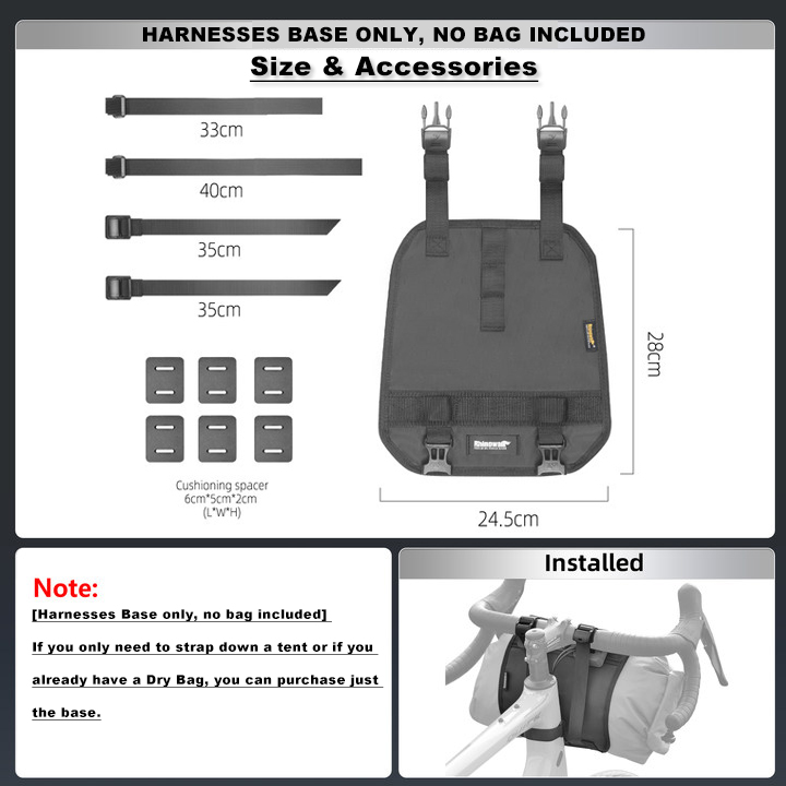 Rhinowalk Bilke – harnais de guidon 12l, sac sec, sac avant étanche et détachable, Base de montage de grande taille adaptée au vélo de route et vtt: YELLOW