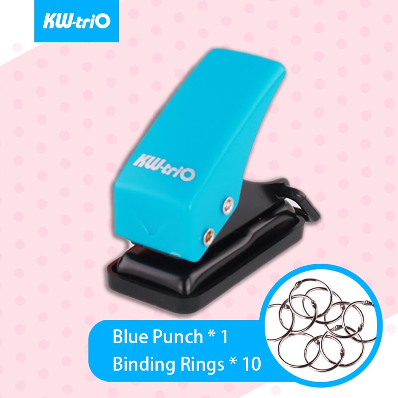 KW-triO Mini Single Hole Punch Plastic Notebook Hole Puncher Portable Planner Circular Punch Scrapbook Perforating Cutter Pliers: Blue Punch-Rings