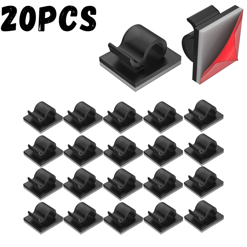 Cable Clips Adhesive Cable Organizer Sticky Wire Clip Cord Organizer Wires Management Holder for Office Car Home Charging Cable: Red