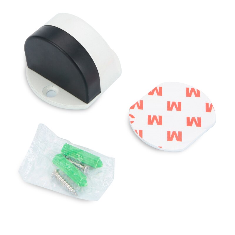 NAIERIDI Non-punch Sticker Water-proof Door Stop Stainless Steel Door Stopper Hidden Rubber Door Stop Furniture Door Hardware: White