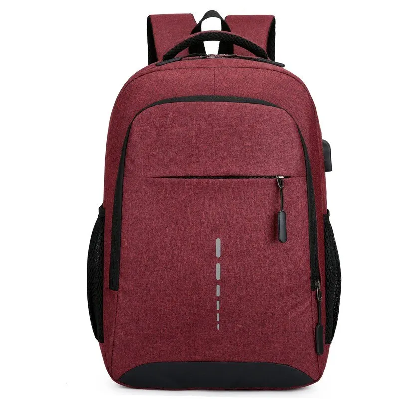 Mochila masculina grande capacidade simples moda viagem feminino estudante computador mochila escolar para estudantes universitários: Vermelho