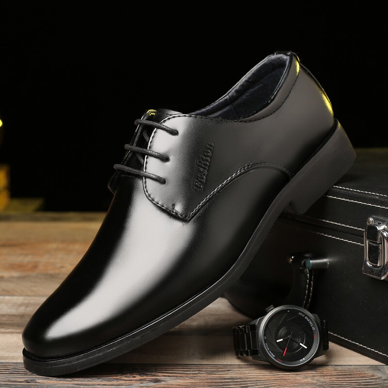 Sort læder herresko snørebånd fritid behagelige køresko herre sneakers sko chaussure hommes zapatos
