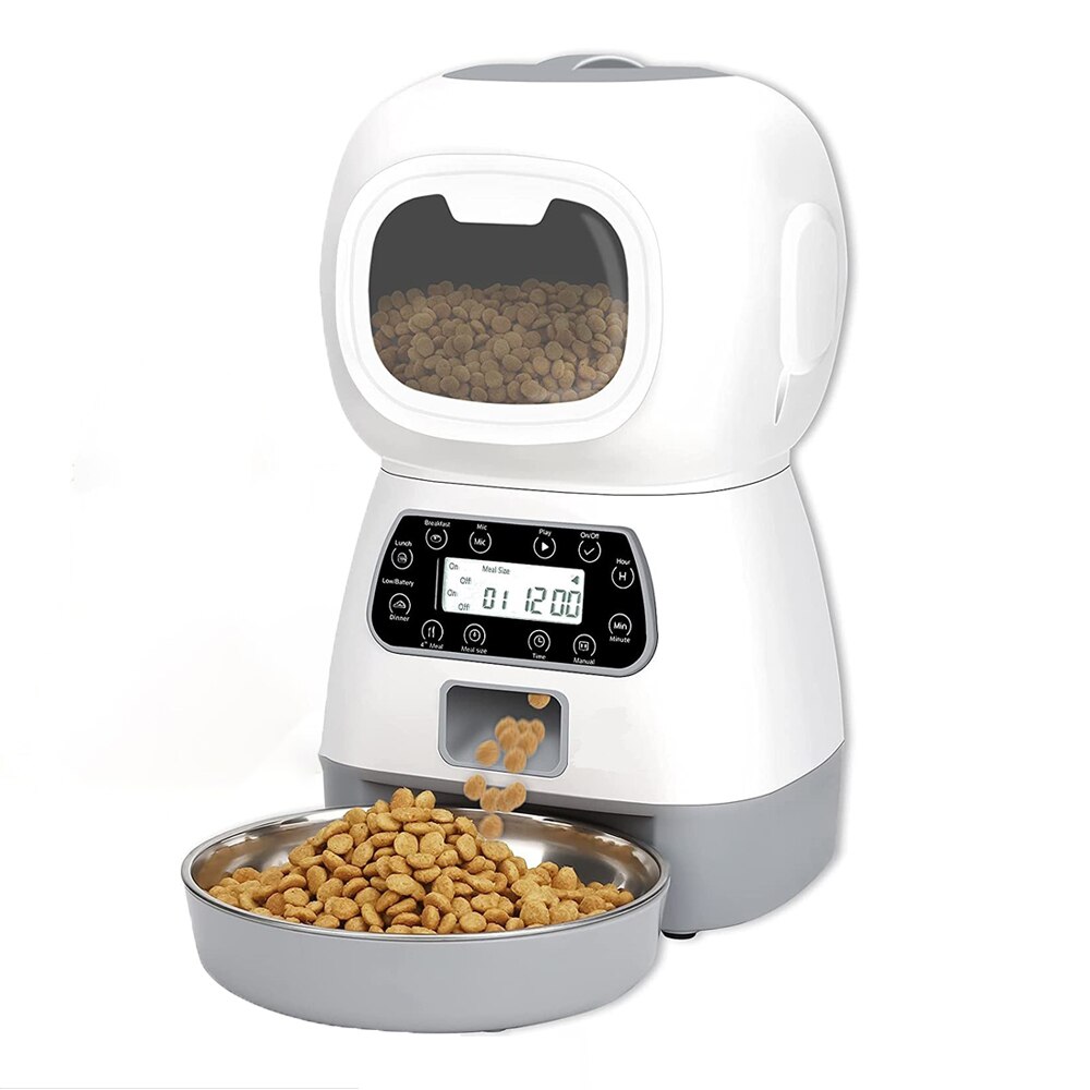 3,5 l automatische Ebene fütterung Wifi App Clever zeitgesteuert Dosierung Zubringer Katze Hundefutter Spender 2l Auto Getränke brunnen Wasser Zubringer Katzen schale: Rosa