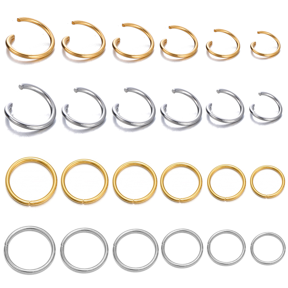 Anneaux de saut ouverts en acier inoxydable, connecteurs d'anneaux fendus pour bricolage, fabrication de bijoux, accessoires, fournitures, , 100 à 200 pièces/lot