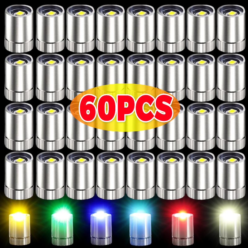 60/1 stk. mini-led-lys miniatyrpærer til lykt, vekebase, batteridrevet, fargerike lys, festdekor, årsdekor