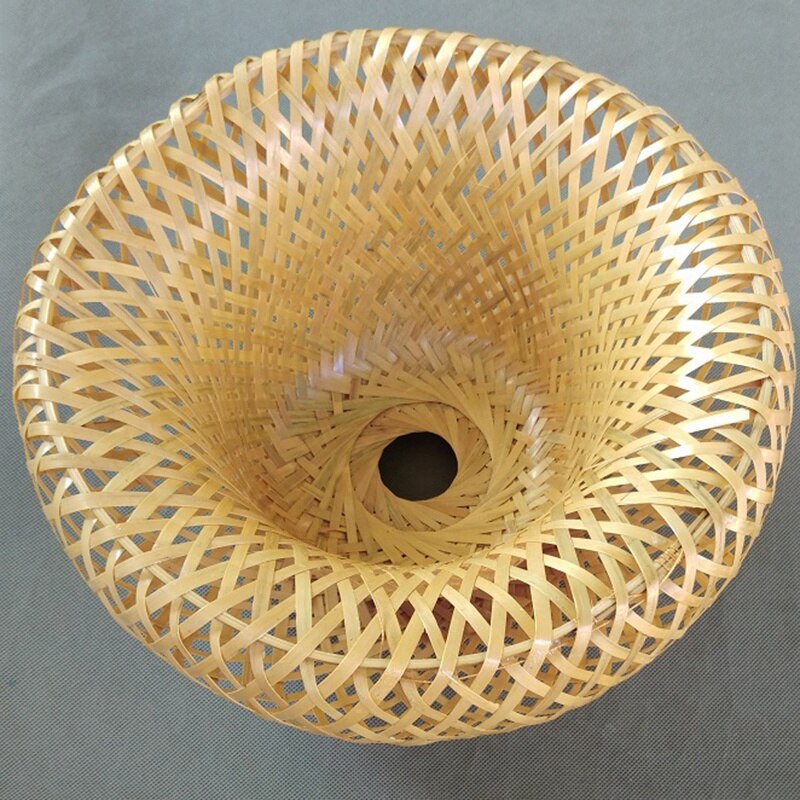 Bamboo Wicker Rattan Lampshade Hand-Woven Double Layer Bamboo e ...