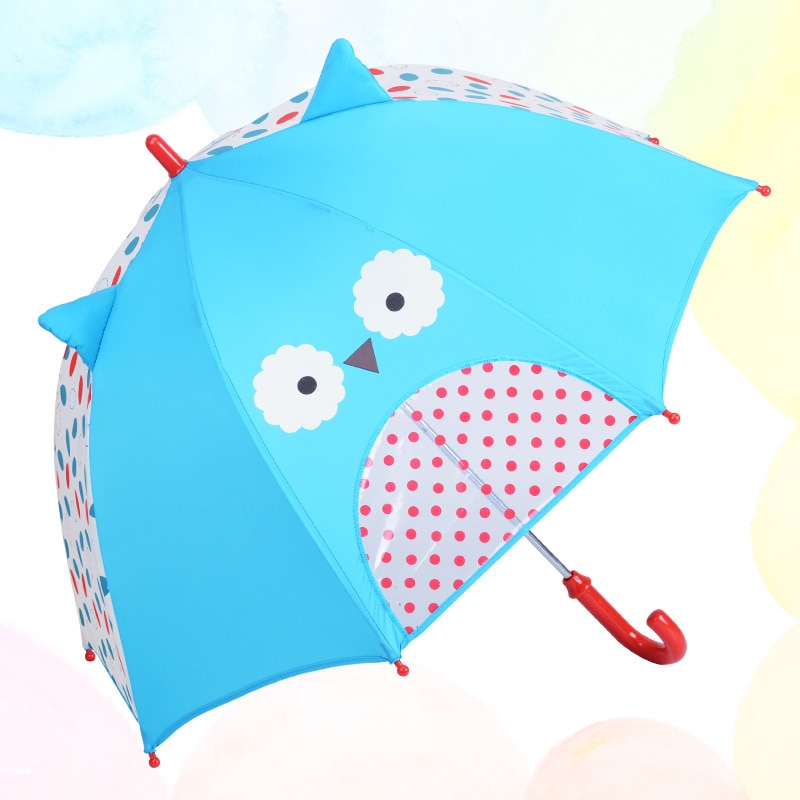 Bonita sombrilla de dibujos animados para niños de Yessello, paraguas 3D de mano larga con de orejas para niños, impermeable
