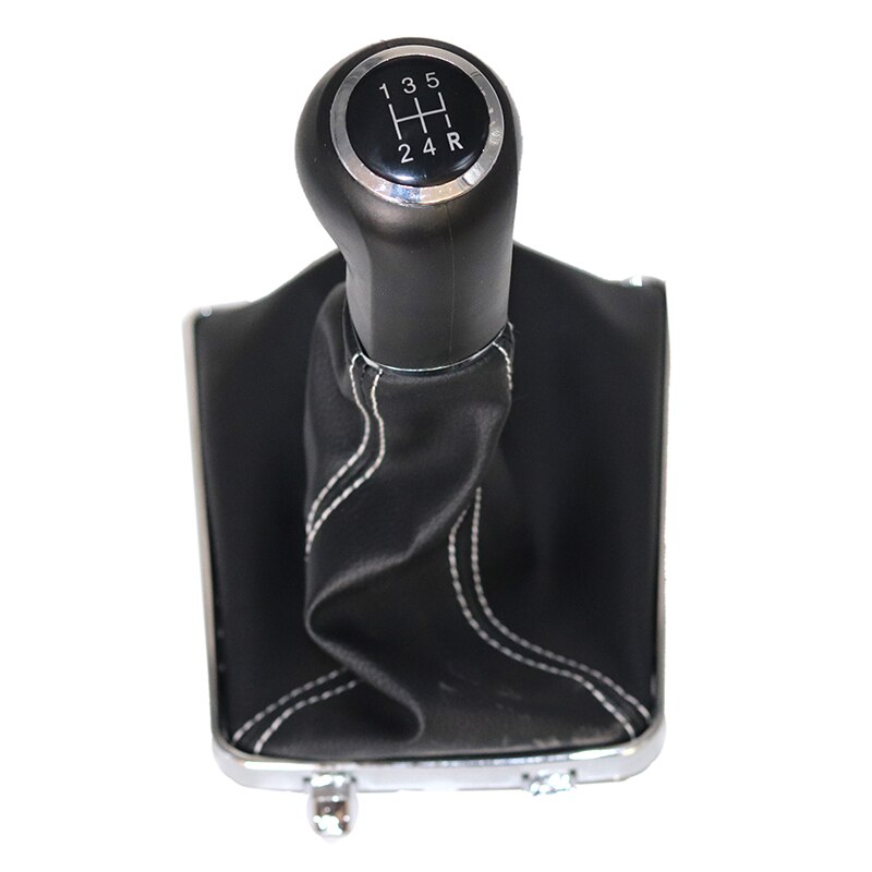 Chrome & Leather Car Shift Gear Knob Lever Gaitor Boot Cover For OPEL VAUXHALL ASTRA III H 1.6 2004 2005-: 12345R  set