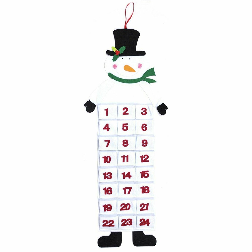 Vilten kerstkalender advent kerstman/sneeuwpop/hert 24 daagse hangende adventskalender kerstversiering voor in huis: 1