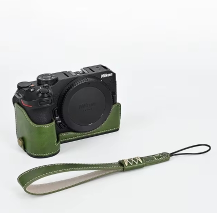 PU Leather Camera Case Half Bag Body With Wrist Strap For Nikon ZFC Z30 Z50: Lavender