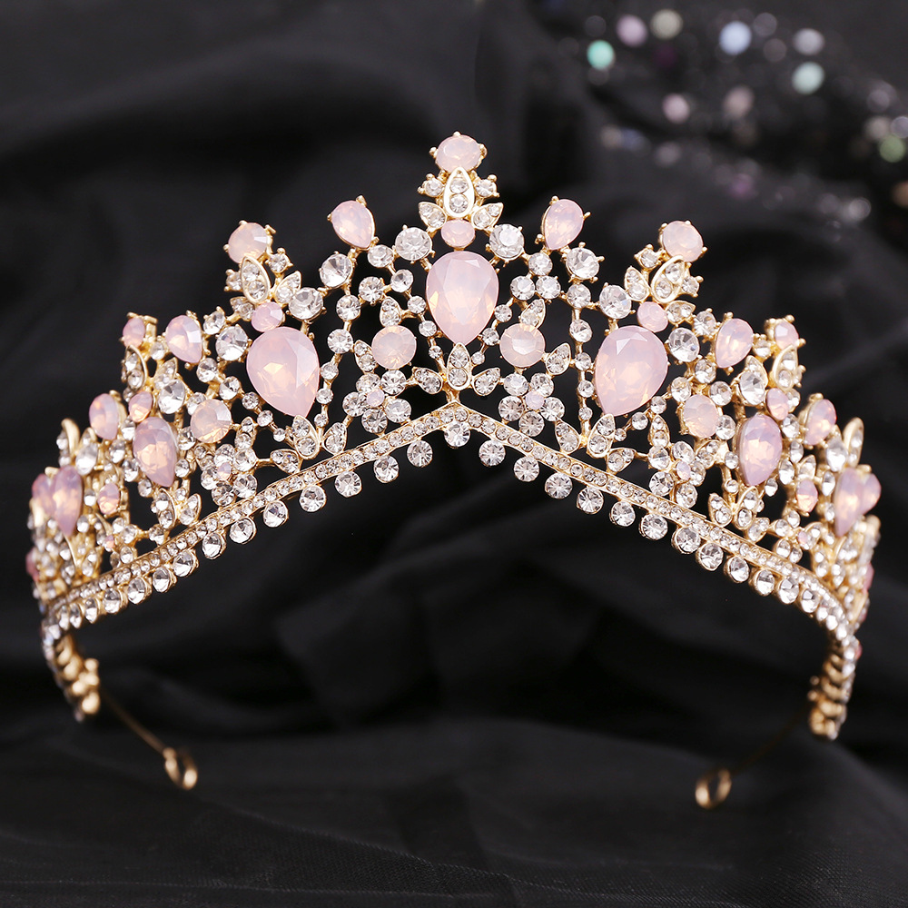 Zilveren Kleur Blauw Opaal Bruiloft Kroon Prinses Hoofdtooi Kristal Bruids Tiara 'S Strass Diadeem Bruiloft Haar Sieraden Accessoires: Antique Copper Plated