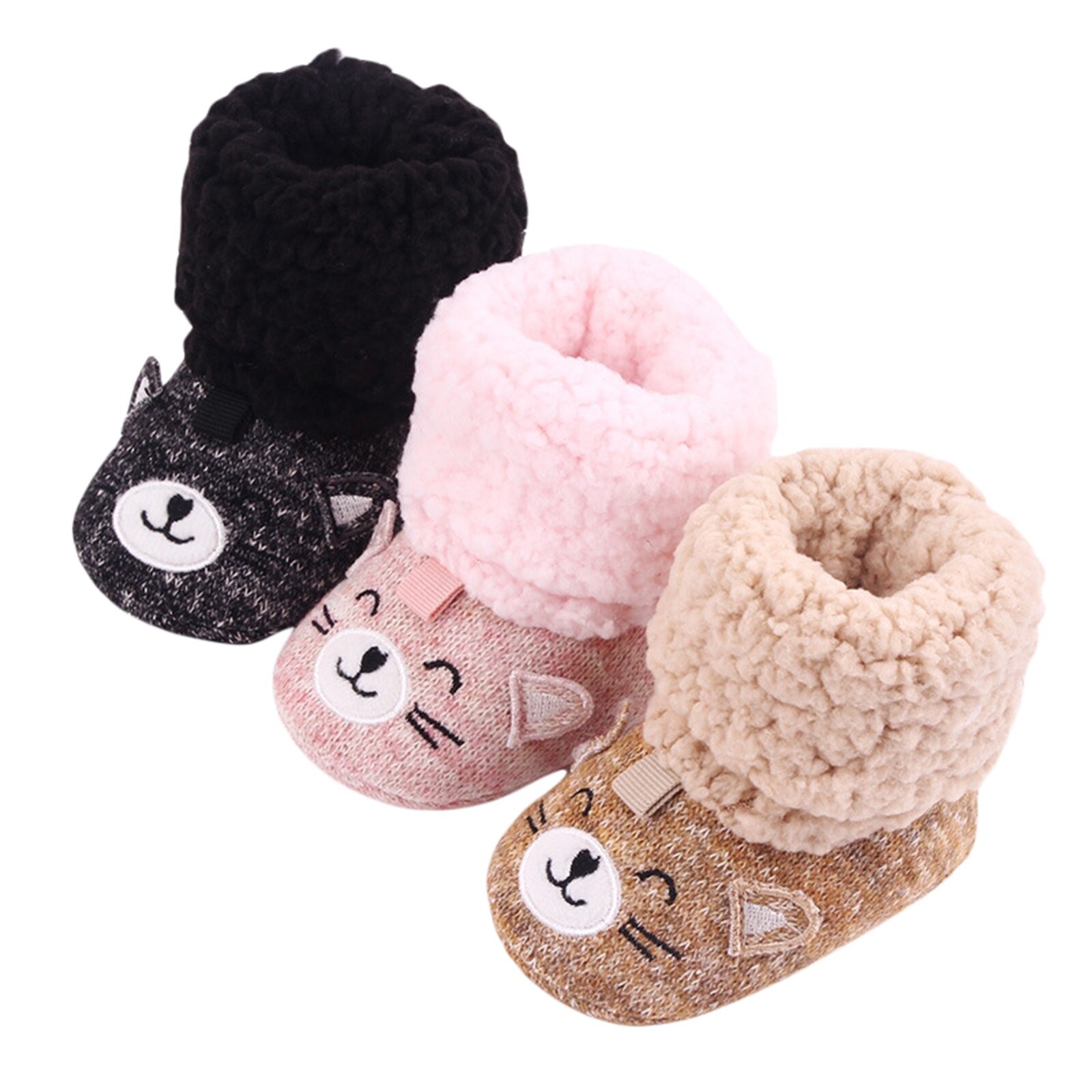 Niedliche babyschuhe mit flauschigem bärenmuster für herbst und Winter, lang geschnitten #39 warm und mit weicher sohle, Ideal für partys und fotoshootings.