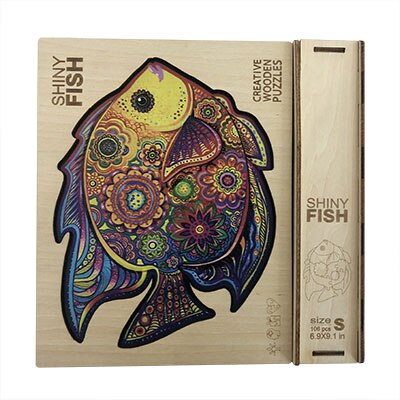 Adult Wooden Animal Puzzle DIY Size A3/4/5 Each Piece Is An Animal-Shaped Wooden Puzzle with A Wooden Box Birthday: fish jigsawA5