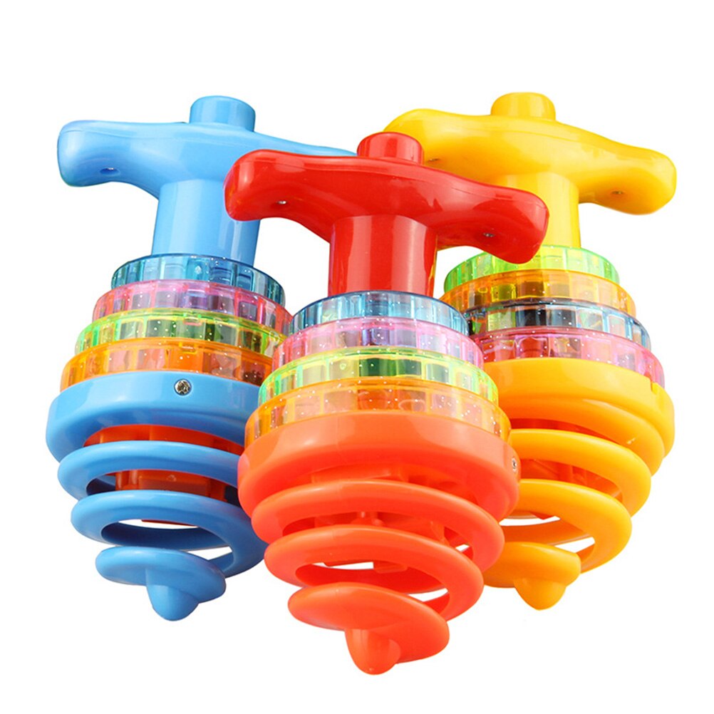 Color Flashing Spinning Top Toy With Music LED Light Spring Top Toy Children Bounce Top Game Educational Toy Color Random: Default Title