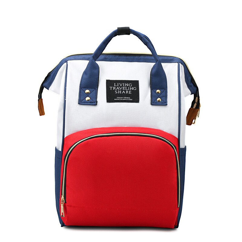 Contrast Kleur Luiertas Lichtgewicht Multi-Functionele Grote Capaciteit Hand Mother 'S Bag Zwangere Vrouwen Mama Zak Zuigeling: Red White and Blue