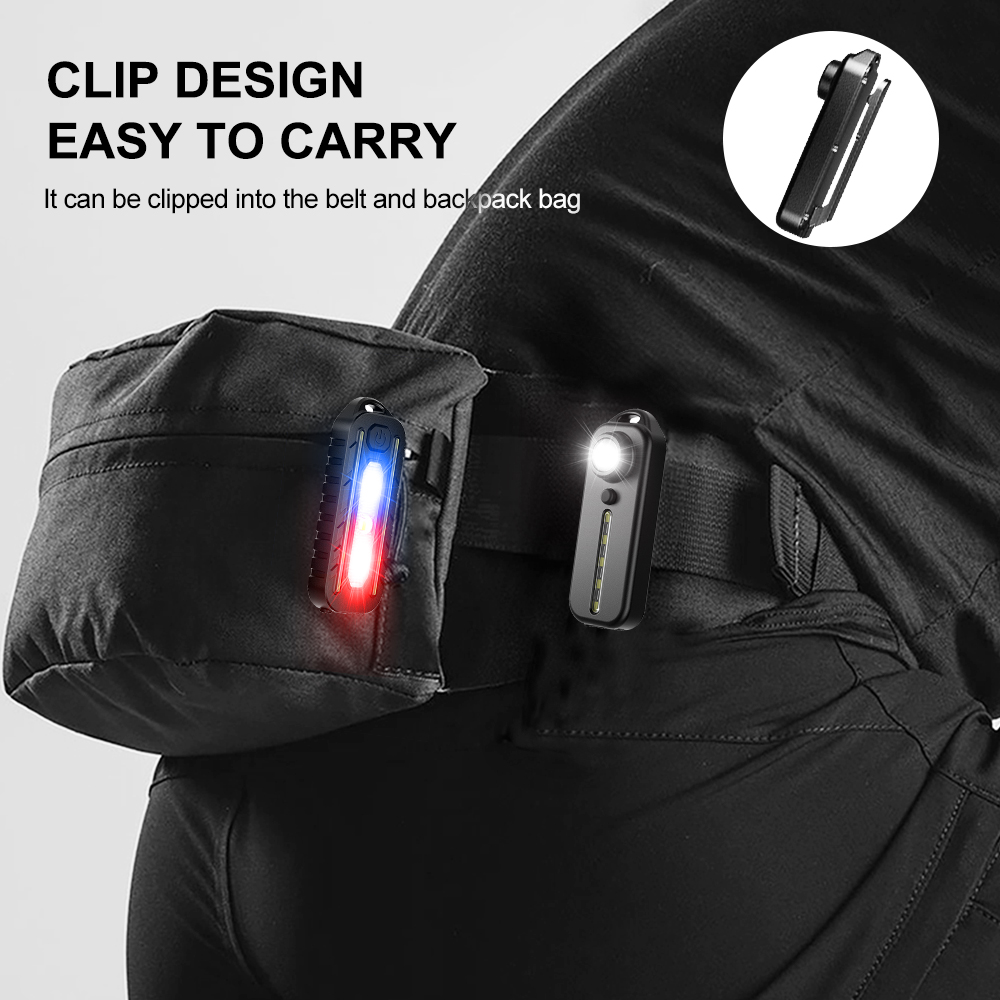 Luz LED de policía de hombro roja y azul con Clip, carga USB, advertencia intermitente, linterna de seguridad, luz de advertencia para bicicleta