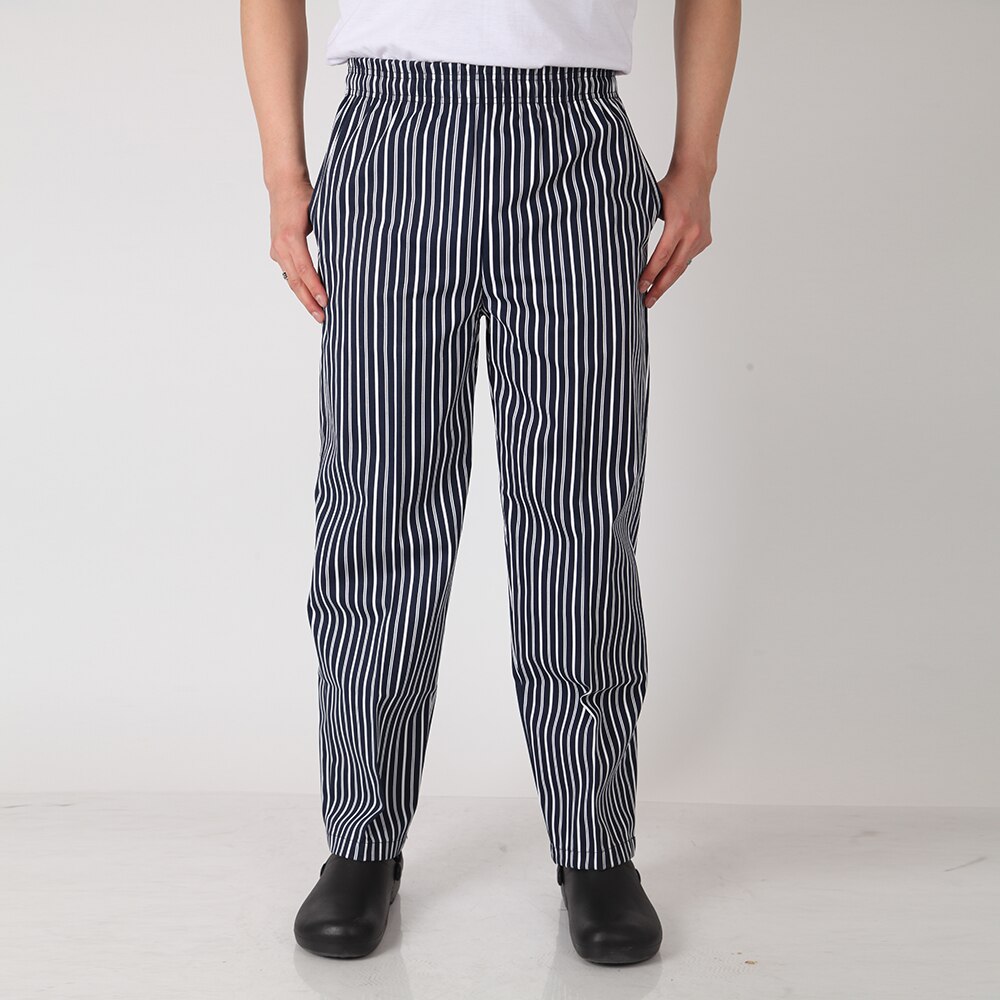 Kokkeuniformer chili stripe menn elastiske bukser restaurant kjøkken matservering kaffebar kokk servitør arbeidsklær bukser: 4 / Xl