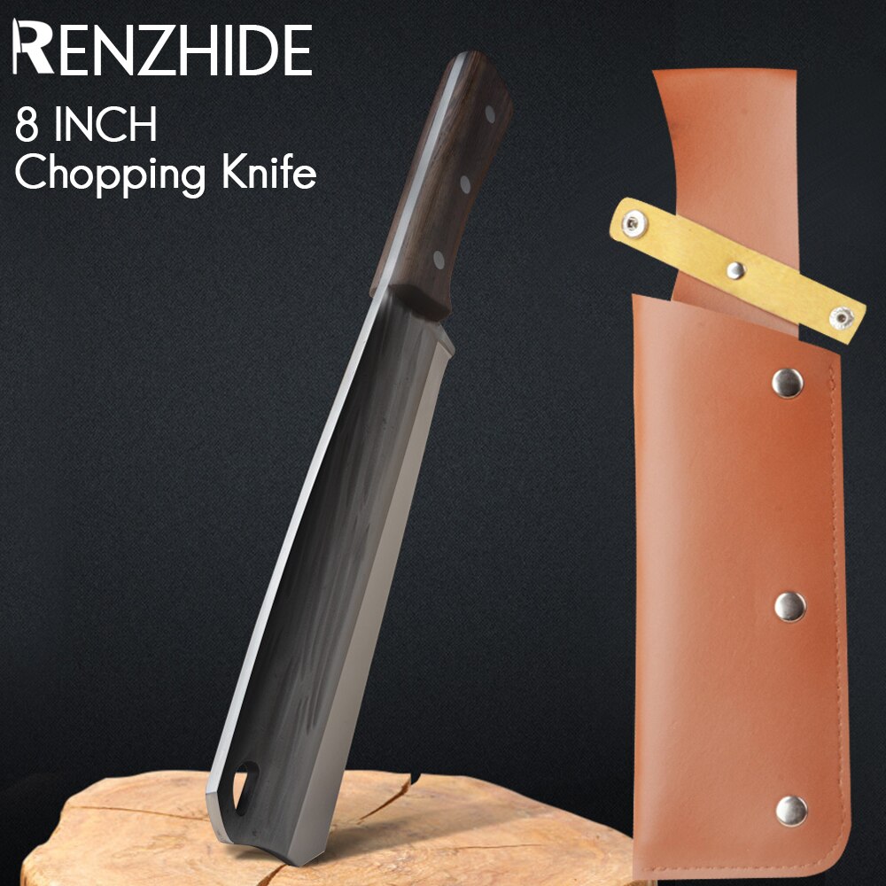 Rzd 8 Inch Hakmes Brandhout Mes 5Mm Mangaan Staal Snijden Bos Mes Omhulsel Slager Gereedschap Accessoire