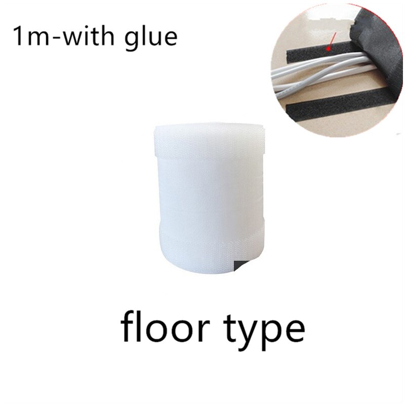 1/3 Meter Soft Adjustable Cable Cover Hook And Loop Management Sleeve Office Home Floor Carpet Wire Organizer Supplies: 1m-floor type-white