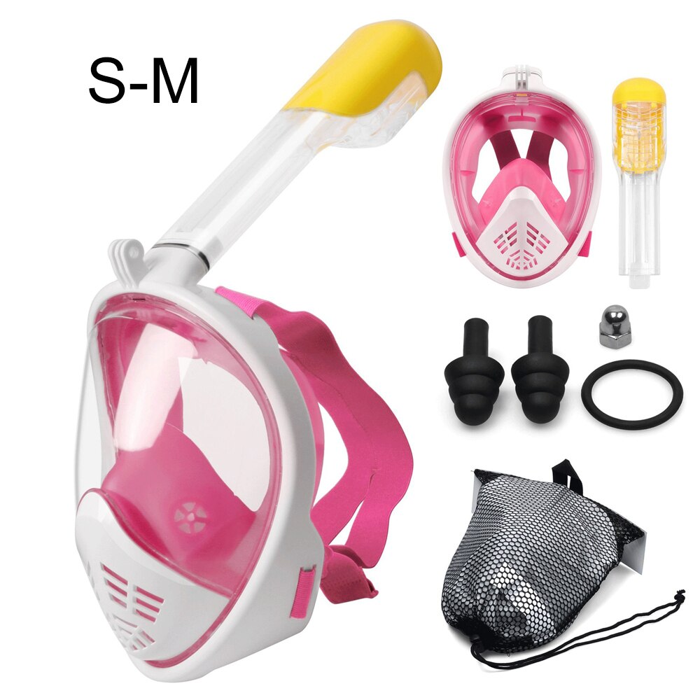 Máscara de buceo subacuática Antiniebla máscara de Snorkeling de cara completa mujeres hombres nios natación Snorkel equipo de buceo: Curved Red S-M