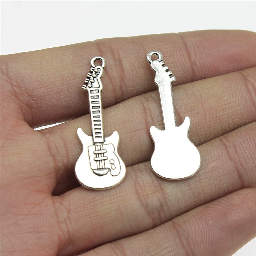 Wysiwyg 10Pcs Charms Electic Gitaar 35X12Mm Antiek Maken Hanger Fit Vintage Tibetaans Zilveren Kleur Diy Handgemaakte sieraden