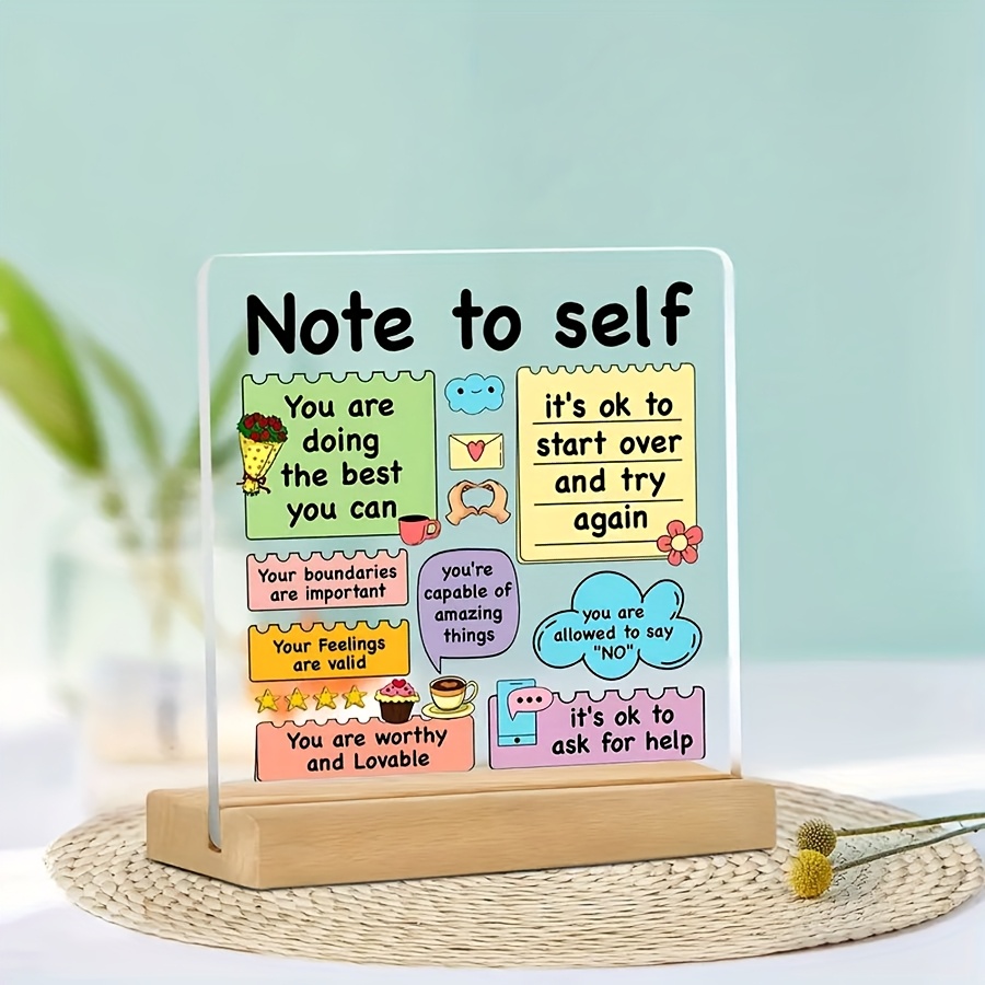 Positive Notes Decorations Inspirational Acrylic Sign with Wooden Base - Posi... – Grandado