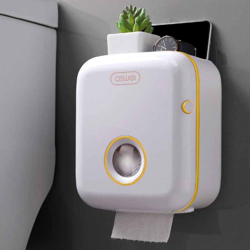Wall Mounted Toilet Paper Dispenser Waterproof Tissue Box Toilet Paper Holder Storage Box Organizer Wc Bathroom Accessories: yellow