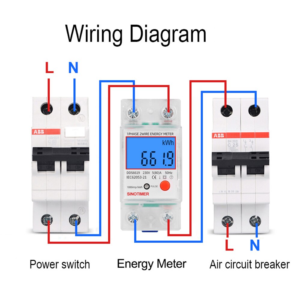 Din Rail Single Phase LCD Digital Power Consumption Energy Electric Meter