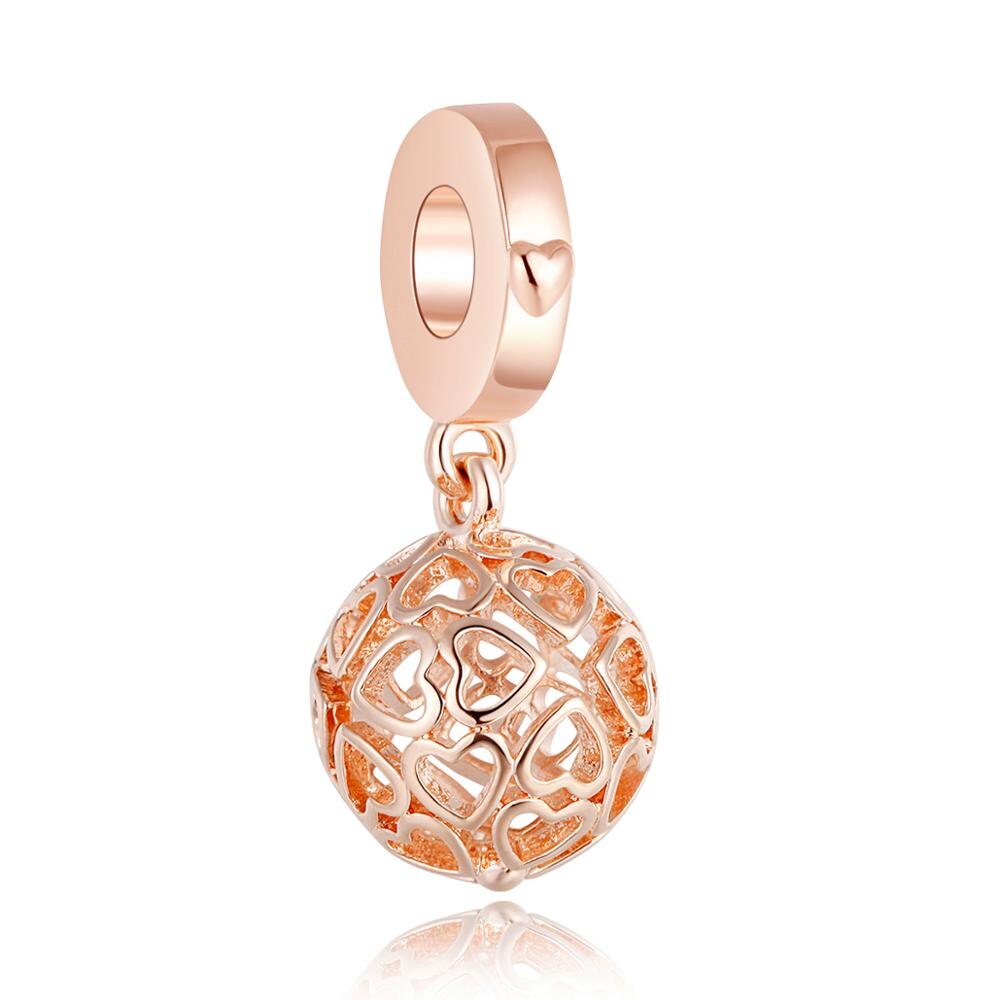 Rose Gold Baumeln Charms Liebe Schlösser Familie Herzen Baum Perlen Für Schmuck Herstellung Passend Original Silber Armbänder Für Frau DIY: Brown