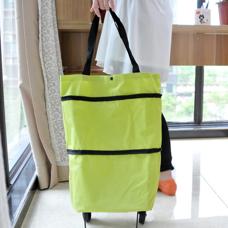 Vrouwen Oxford Herbruikbare Opvouwbare Boodschappentas Winkelwagen Met Wielen Tas Kleine Pull Winkelwagen Vrouwen Shopping Organizer Sleepboot Pakket